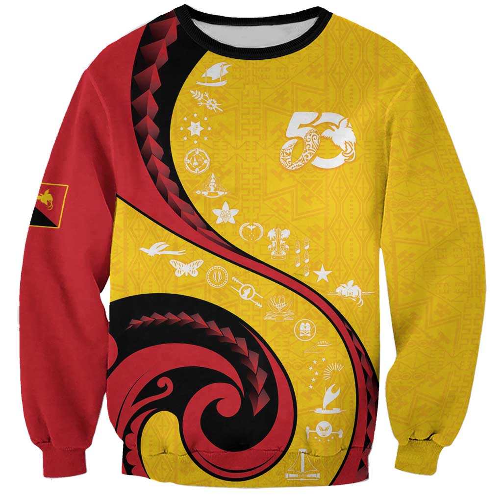 Papua New Guinea 50th Independence Anniversary Sweatshirt Special Style Yellow Version - Polynesian Pride