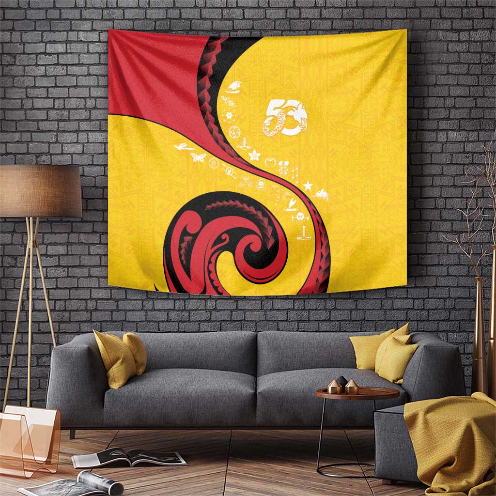 Papua New Guinea 50th Independence Anniversary Tapestry Special Style Yellow Version - Polynesian Pride