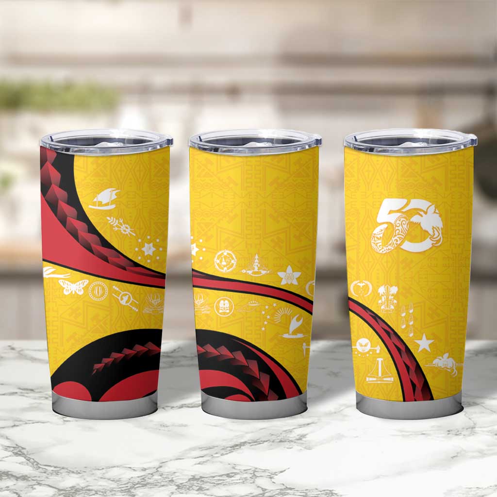 Papua New Guinea 50th Independence Anniversary Tumbler Cup Special Style Yellow Version - Polynesian Pride