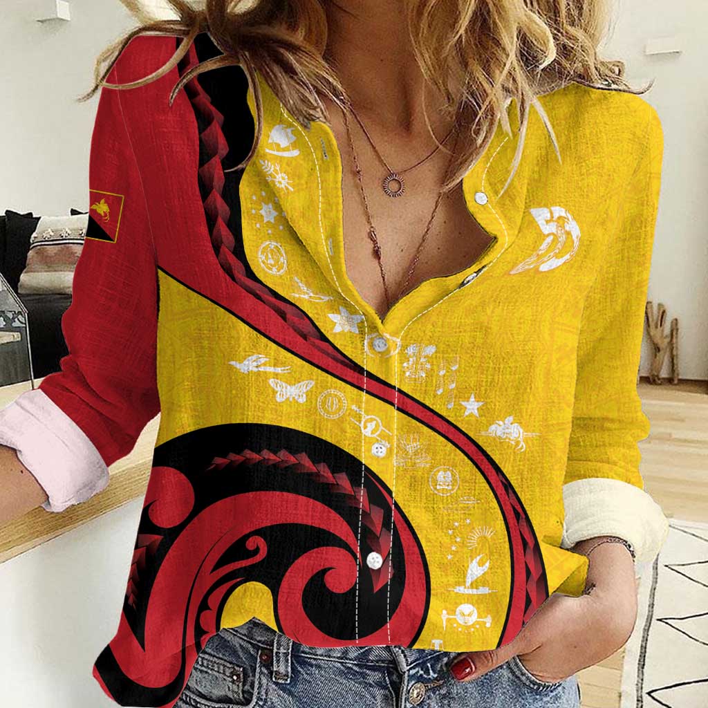 Papua New Guinea 50th Independence Anniversary Women Casual Shirt Special Style Yellow Version - Polynesian Pride