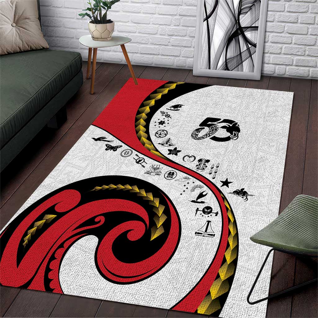 Papua New Guinea 50th Independence Anniversary Area Rug Special Style White Version - Polynesian Pride