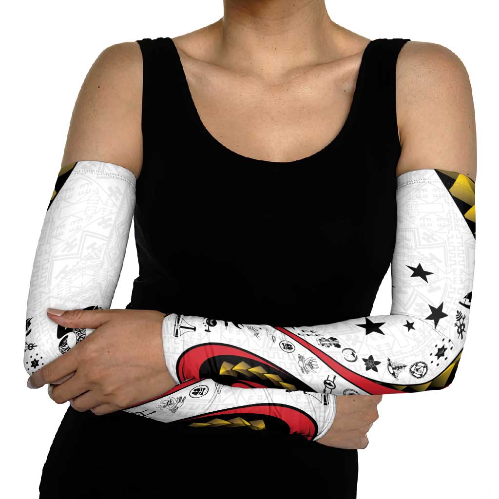 Papua New Guinea 50th Independence Anniversary Arm Sleeves Special Style White Version - Polynesian Pride