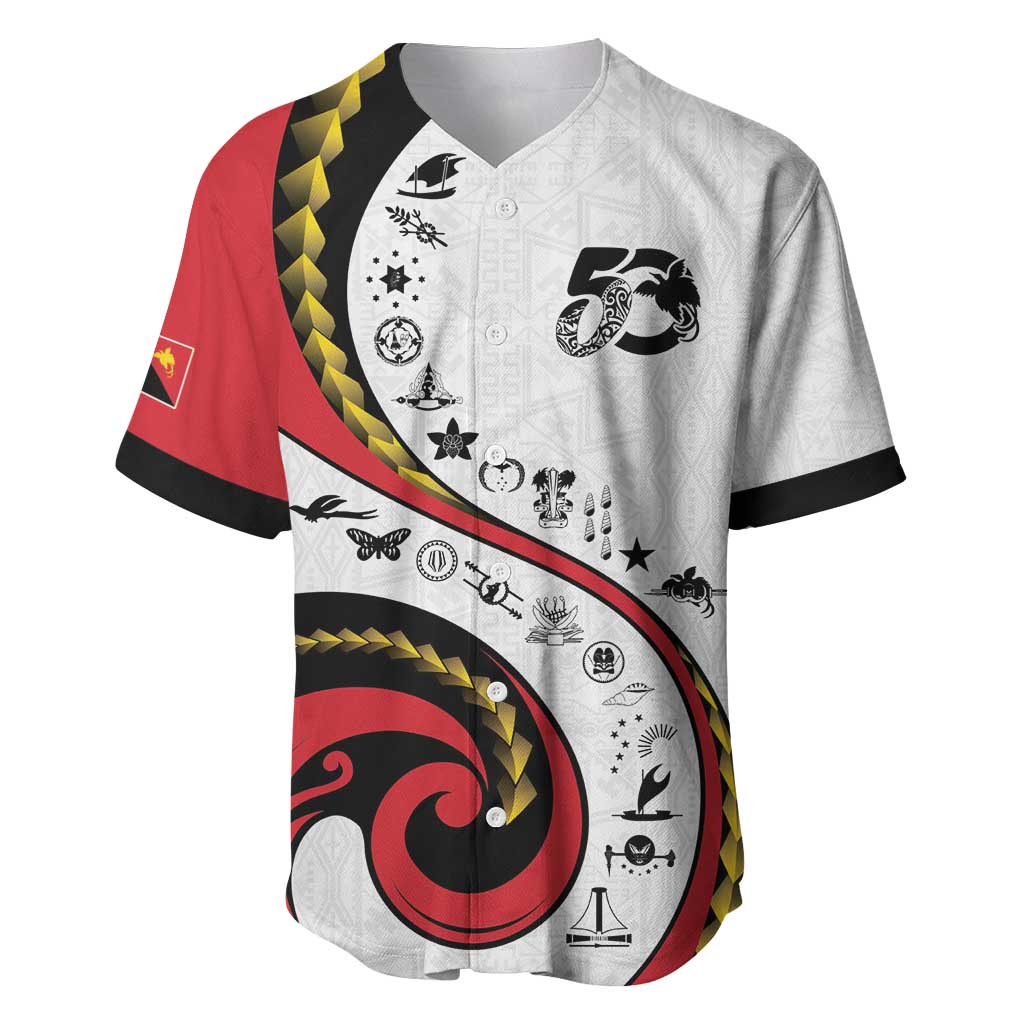 Papua New Guinea 50th Independence Anniversary Baseball Jersey Special Style White Version - Polynesian Pride