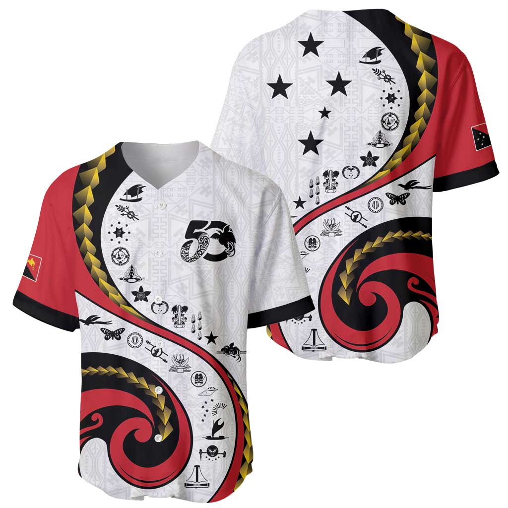 Papua New Guinea 50th Independence Anniversary Baseball Jersey Special Style White Version - Polynesian Pride