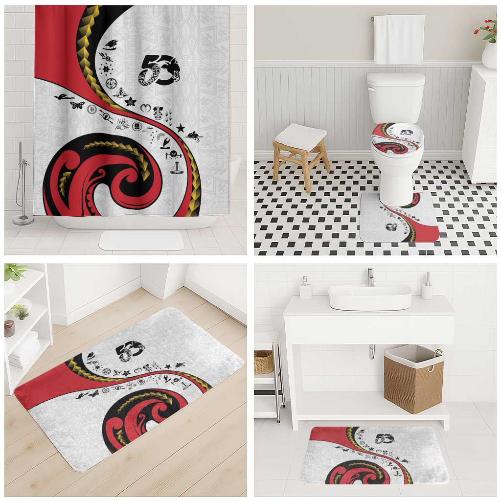 Papua New Guinea 50th Independence Anniversary Bathroom Set Special Style White Version - Polynesian Pride