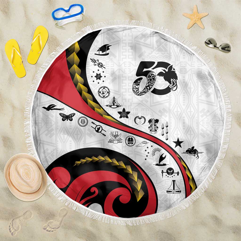Papua New Guinea 50th Independence Anniversary Beach Blanket Special Style White Version - Polynesian Pride