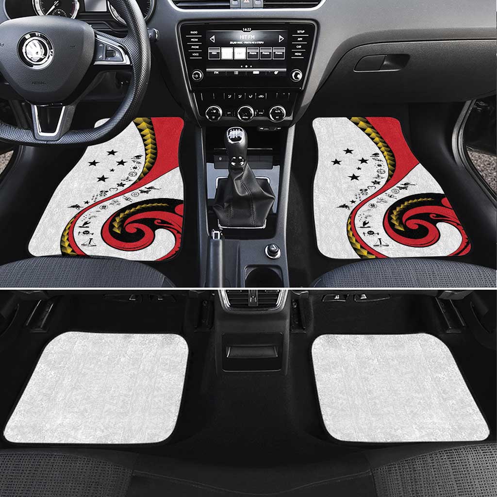 Papua New Guinea 50th Independence Anniversary Car Mats Special Style White Version - Polynesian Pride