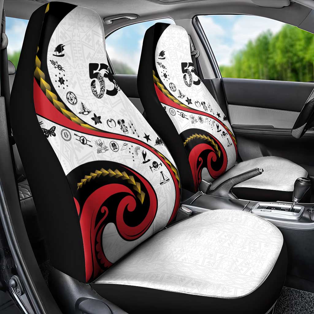 Papua New Guinea 50th Independence Anniversary Car Seat Cover Special Style White Version - Polynesian Pride