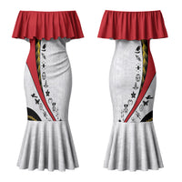 Papua New Guinea Independence Couples Matching Mermaid Dress and Hawaiian Shirt Special Style White Version LT05 - Polynesian Pride