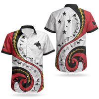 Papua New Guinea Independence Couples Matching Off Shoulder Short Dress and Hawaiian Shirt Special Style White Version LT05 - Polynesian Pride