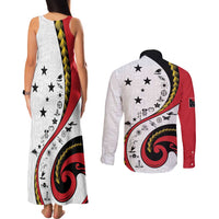 Papua New Guinea 50th Independence Anniversary Couples Matching Tank Maxi Dress and Long Sleeve Button Shirt Special Style White Version - Polynesian Pride