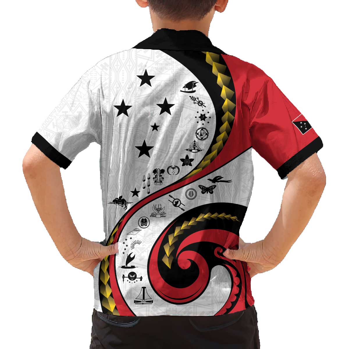 Papua New Guinea 50th Independence Anniversary Family Matching Off The Shoulder Long Sleeve Dress and Hawaiian Shirt Special Style White Version - Polynesian Pride