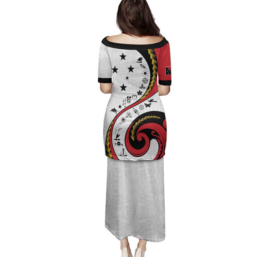 Papua New Guinea 50th Independence Anniversary Family Matching Puletasi and Hawaiian Shirt Special Style White Version - Polynesian Pride