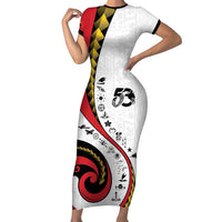 Papua New Guinea 50th Independence Anniversary Family Matching Short Sleeve Bodycon Dress and Hawaiian Shirt Special Style White Version - Polynesian Pride