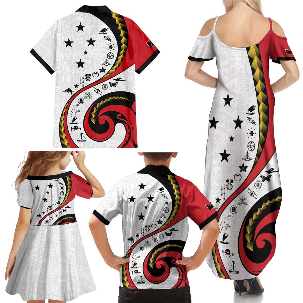 Papua New Guinea 50th Independence Anniversary Family Matching Summer Maxi Dress and Hawaiian Shirt Special Style White Version - Polynesian Pride