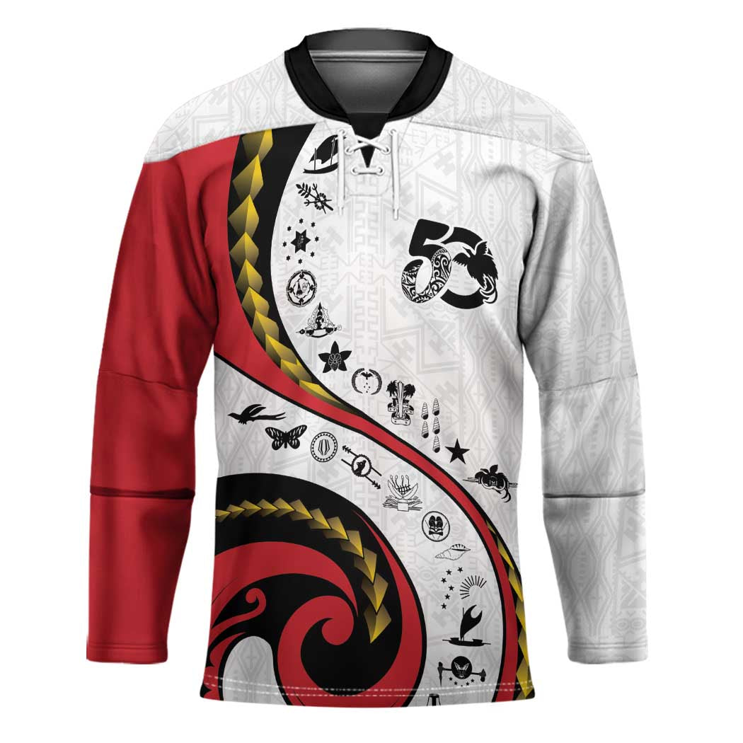 Papua New Guinea 50th Independence Anniversary Hockey Jersey Special Style White Version - Polynesian Pride