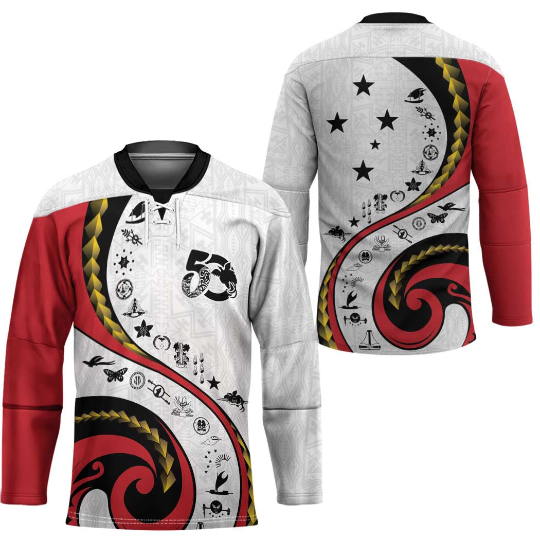 Papua New Guinea 50th Independence Anniversary Hockey Jersey Special Style White Version - Polynesian Pride