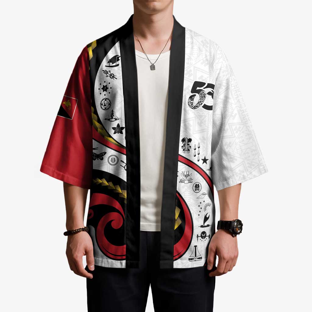 Papua New Guinea 50th Independence Anniversary Kimono Special Style White Version - Polynesian Pride