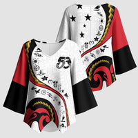 Papua New Guinea 50th Independence Anniversary Kimono Sleeve Blouse Special Style White Version - Polynesian Pride