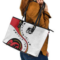 Papua New Guinea 50th Independence Anniversary Leather Tote Bag Special Style White Version - Polynesian Pride