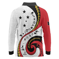 Papua New Guinea 50th Independence Anniversary Long Sleeve Polo Shirt Special Style White Version - Polynesian Pride