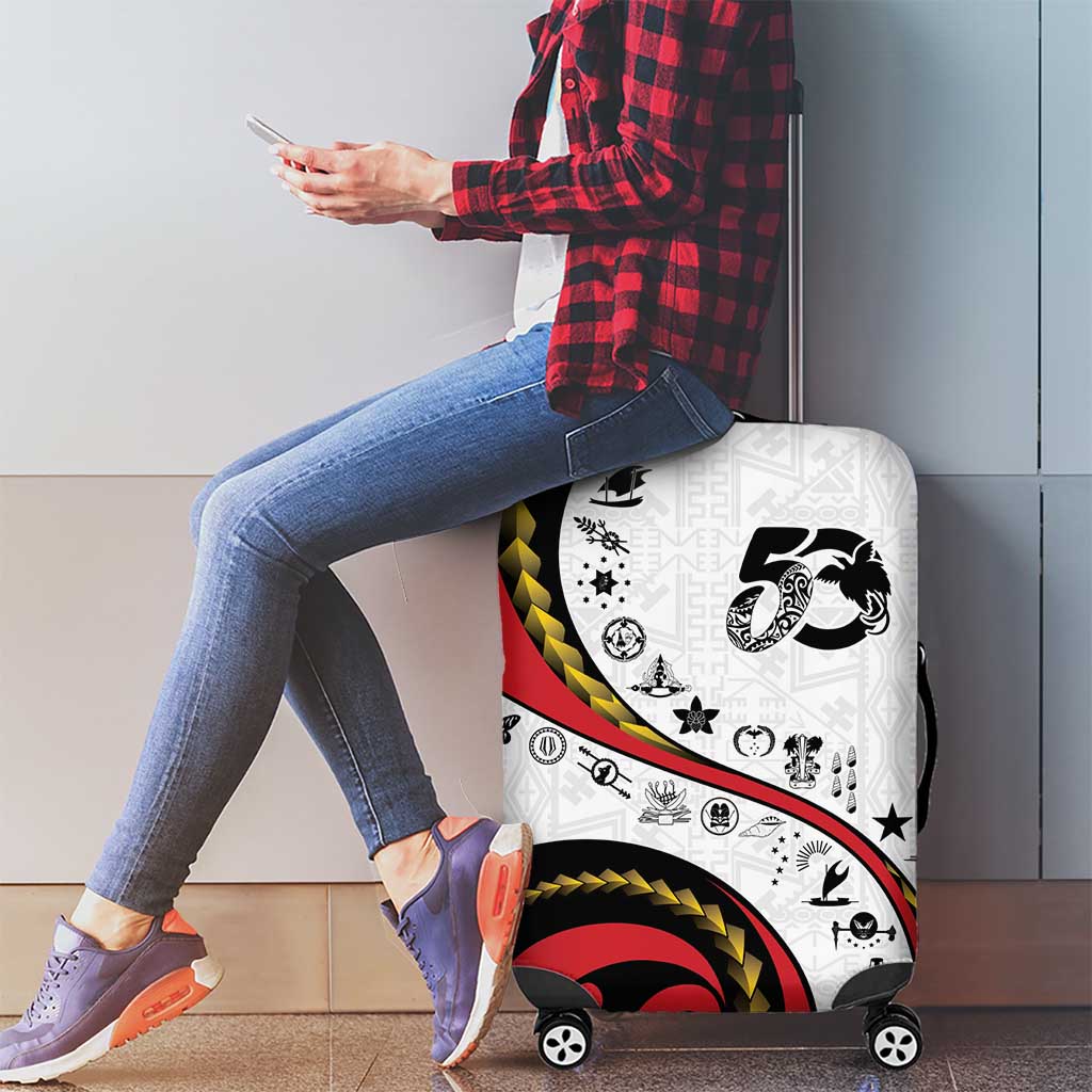 Papua New Guinea 50th Independence Anniversary Luggage Cover Special Style White Version - Polynesian Pride