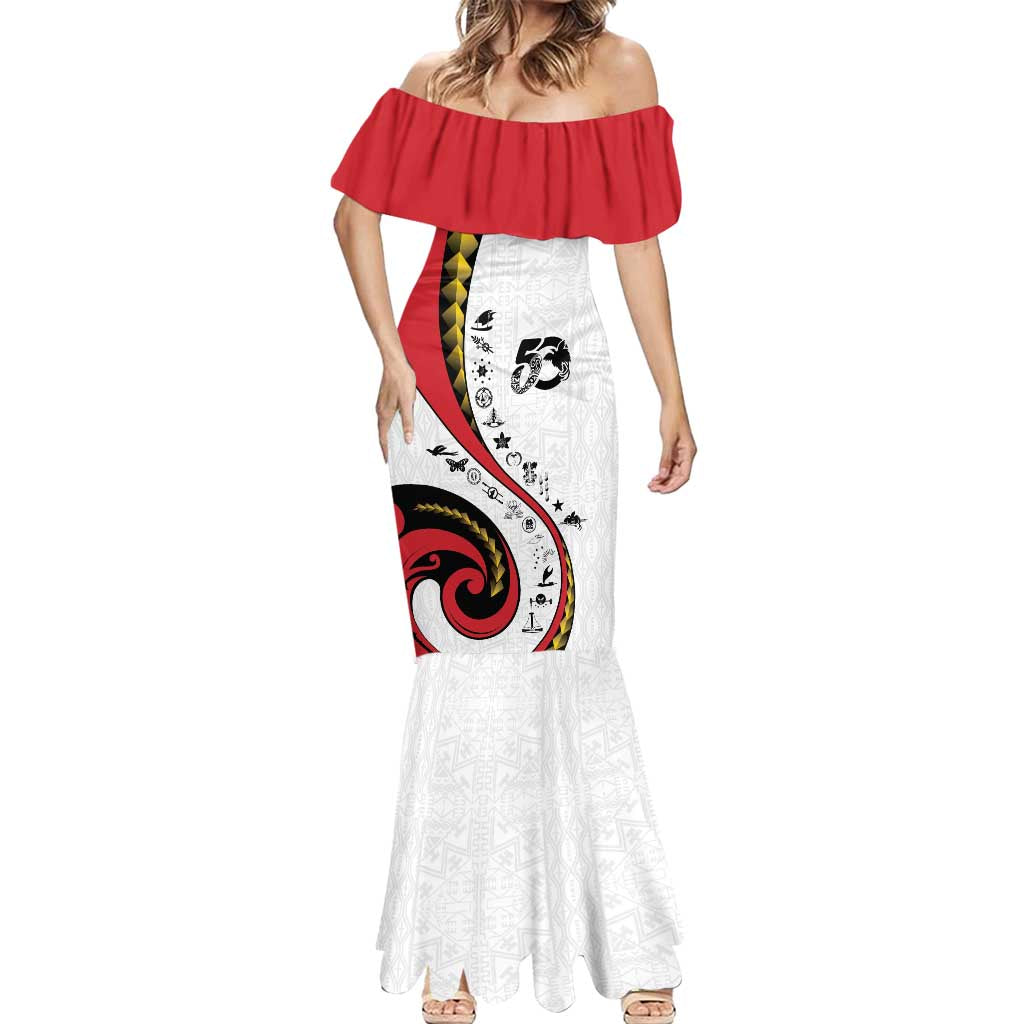 Papua New Guinea 50th Independence Anniversary Mermaid Dress Special Style White Version - Polynesian Pride