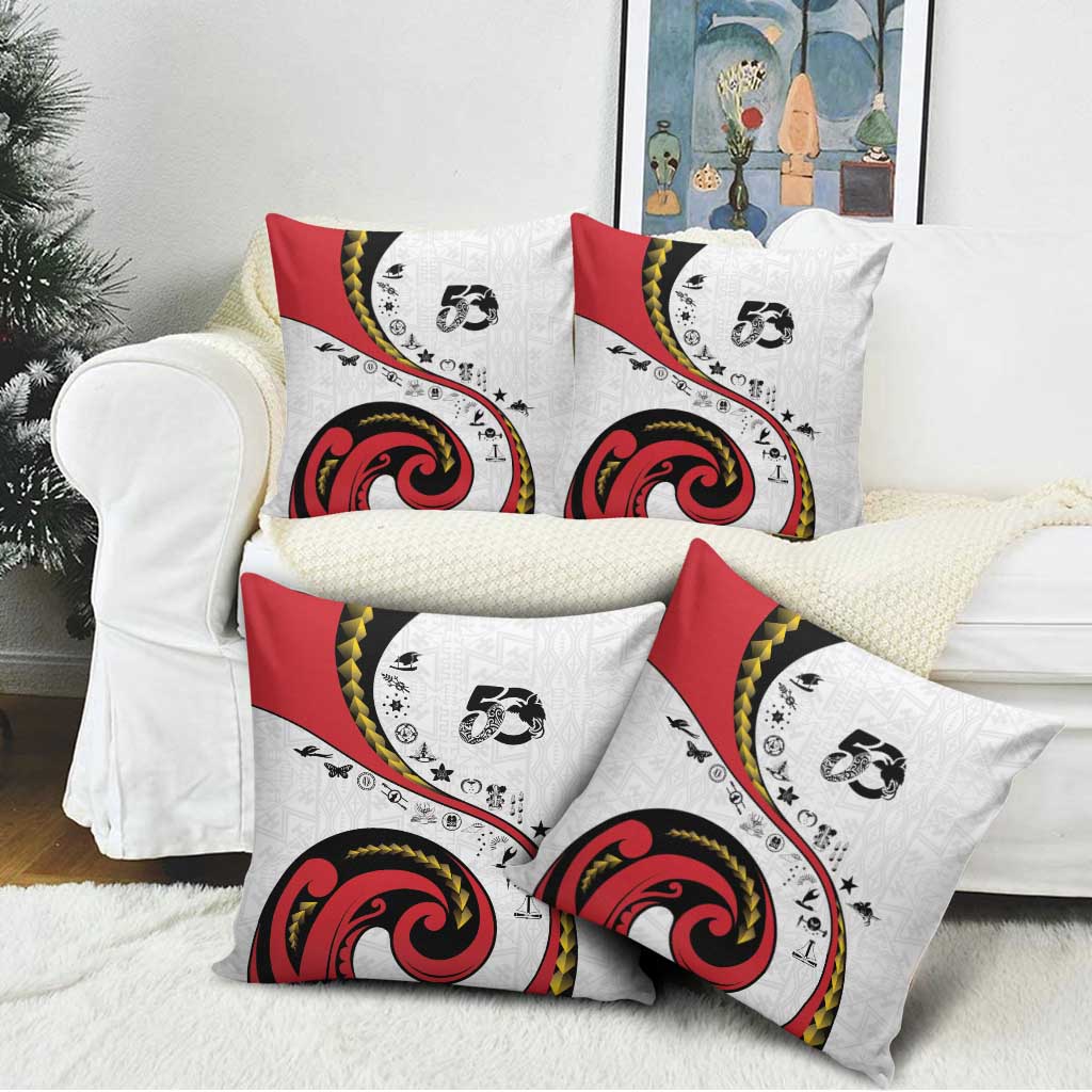 Papua New Guinea 50th Independence Anniversary Pillow Cover Special Style White Version - Polynesian Pride