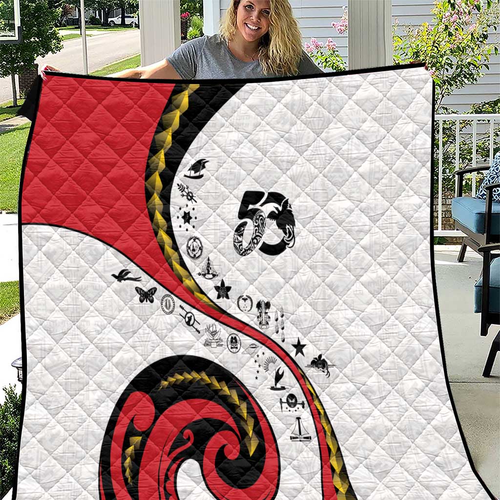Papua New Guinea 50th Independence Anniversary Quilt Special Style White Version - Polynesian Pride