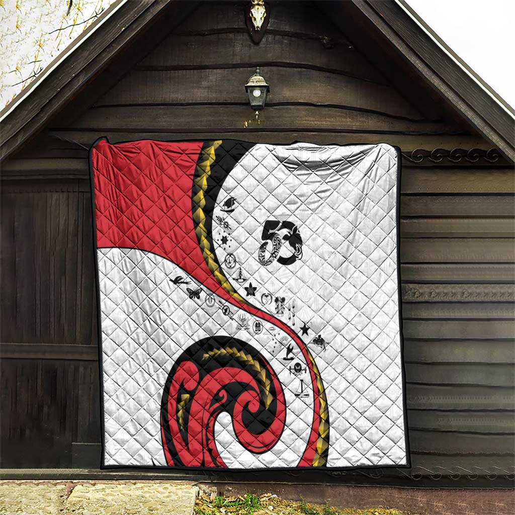 Papua New Guinea 50th Independence Anniversary Quilt Special Style White Version - Polynesian Pride
