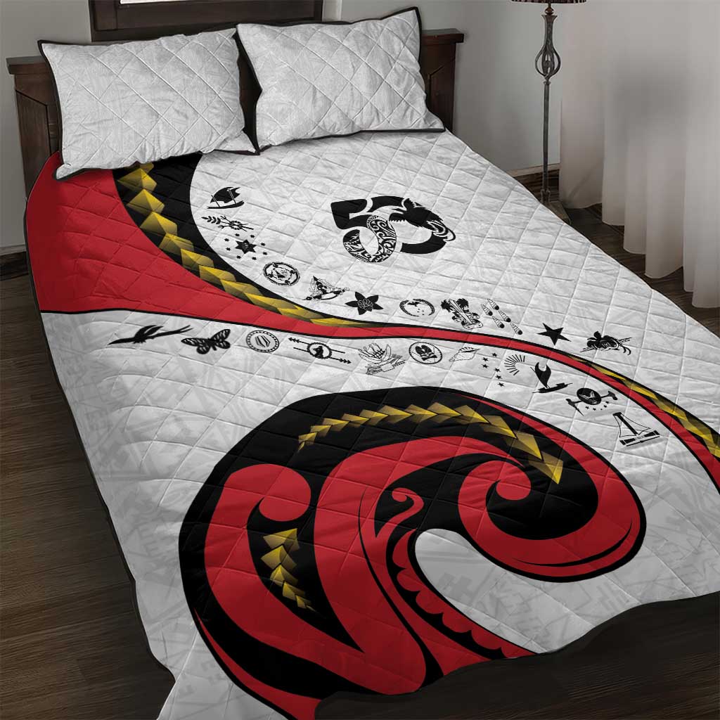 Papua New Guinea 50th Independence Anniversary Quilt Bed Set Special Style White Version - Polynesian Pride
