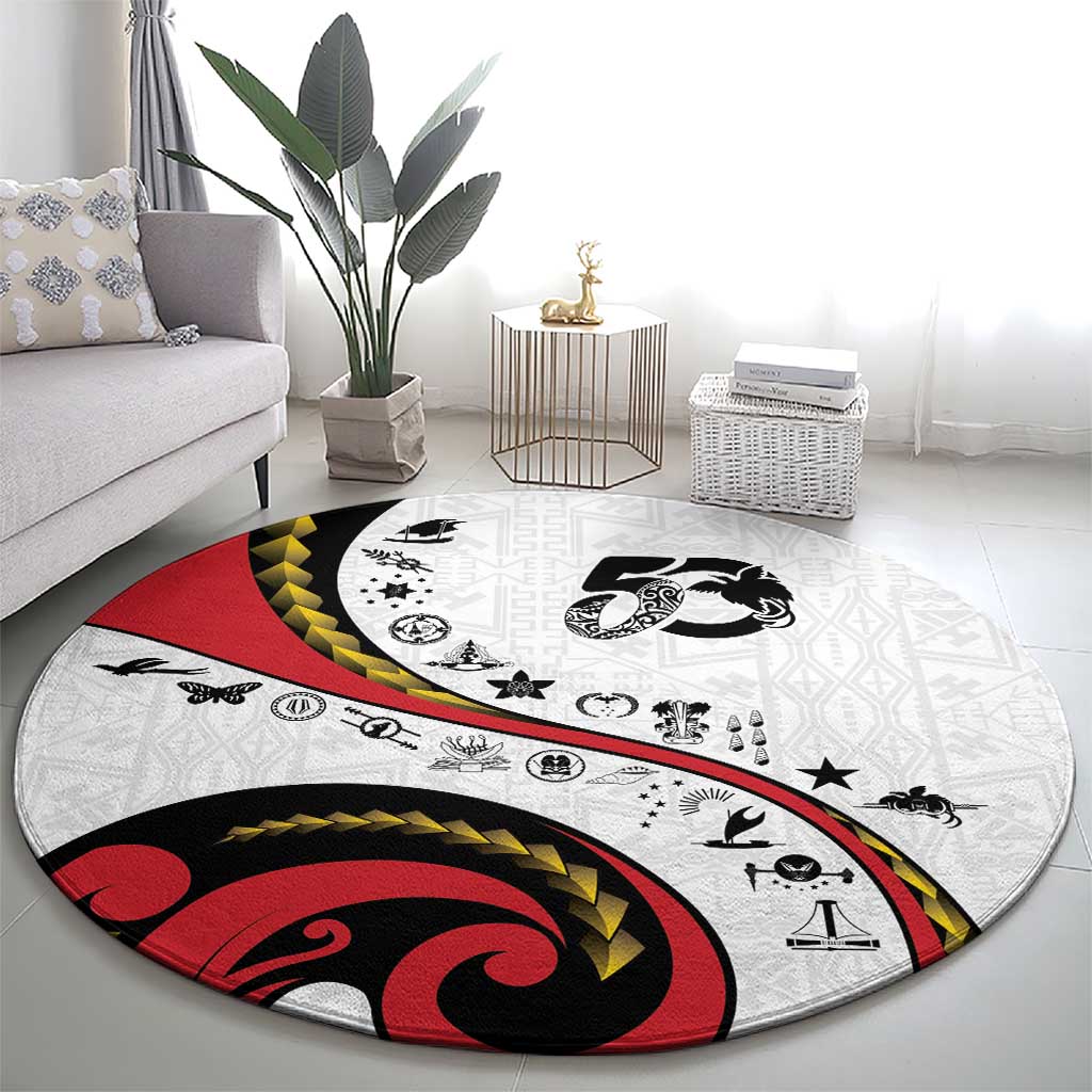 Papua New Guinea 50th Independence Anniversary Round Carpet Special Style White Version - Polynesian Pride