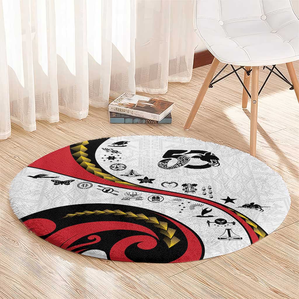 Papua New Guinea 50th Independence Anniversary Round Carpet Special Style White Version - Polynesian Pride