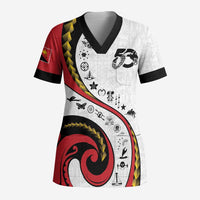 Papua New Guinea 50th Independence Anniversary Scrub Top Special Style White Version - Polynesian Pride