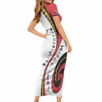 Papua New Guinea Independence Short Sleeve Bodycon Dress Special Style White Version LT05 - Polynesian Pride