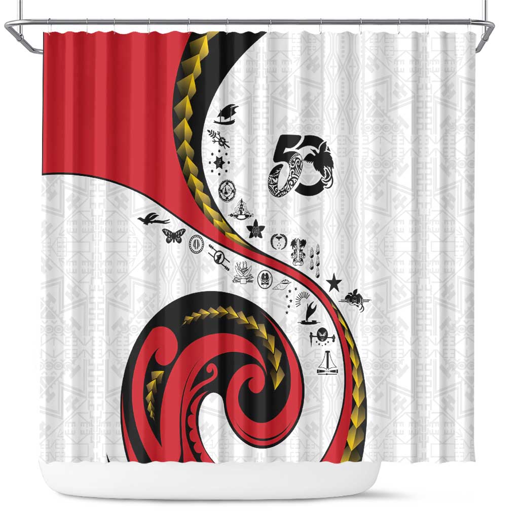 Papua New Guinea 50th Independence Anniversary Shower Curtain Special Style White Version - Polynesian Pride