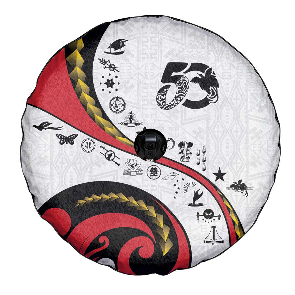 Papua New Guinea 50th Independence Anniversary Spare Tire Cover Special Style White Version - Polynesian Pride