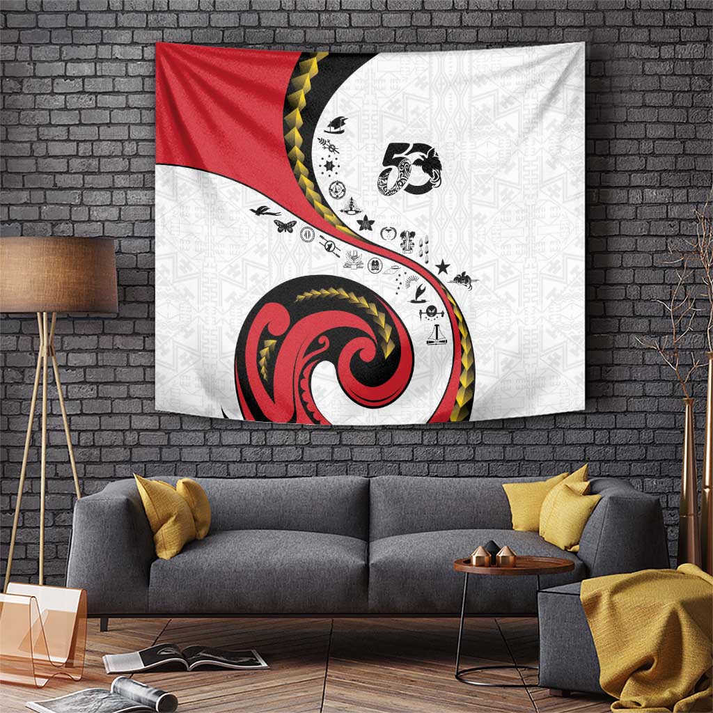 Papua New Guinea 50th Independence Anniversary Tapestry Special Style White Version - Polynesian Pride