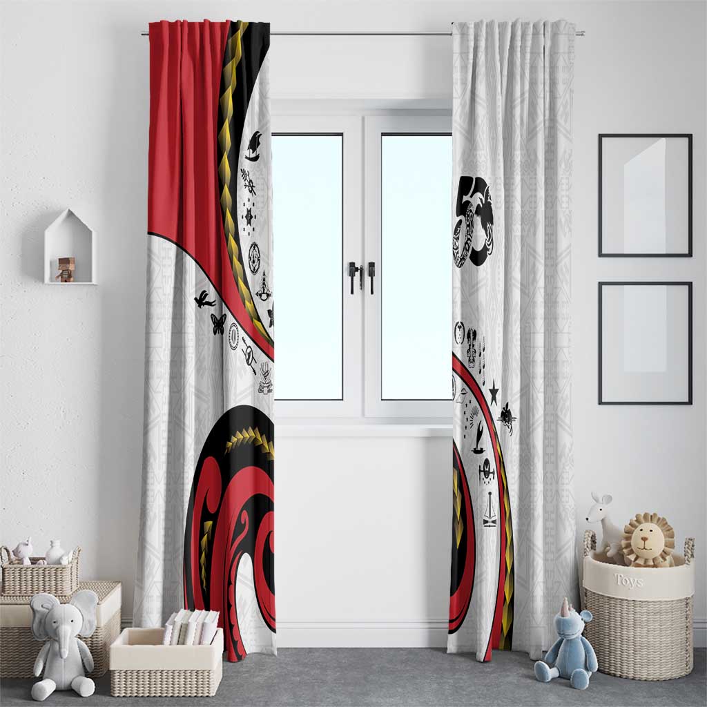 Papua New Guinea 50th Independence Anniversary Window Curtain Special Style White Version - Polynesian Pride