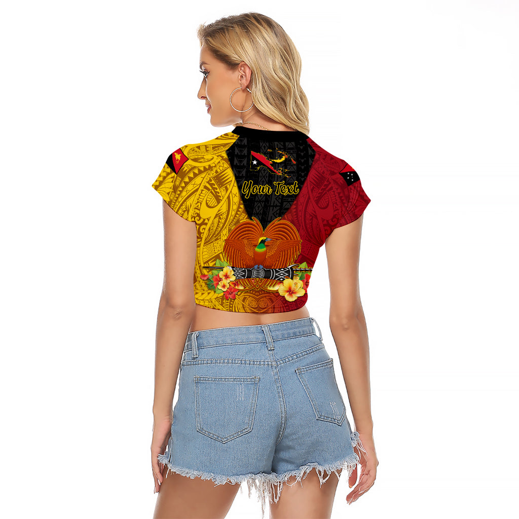 Personalized Papua New Guinea Independence Day Raglan Cropped T Shirt Bird Of Paradise With Polynesian Pattern LT05 - Polynesian Pride