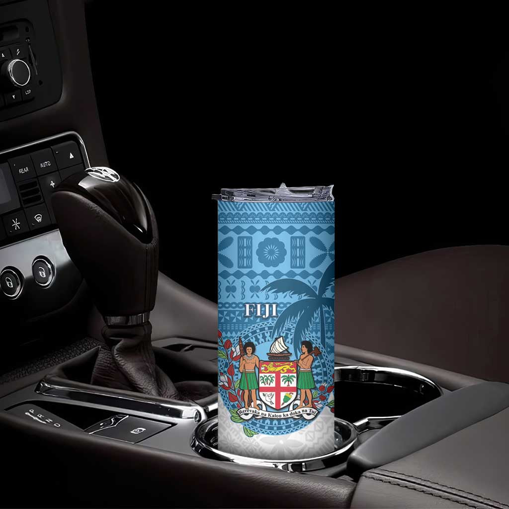 Personalised Fiji Skinny Tumbler Coat Of Arms Tagimoucia With Fijian Tapa Pattern