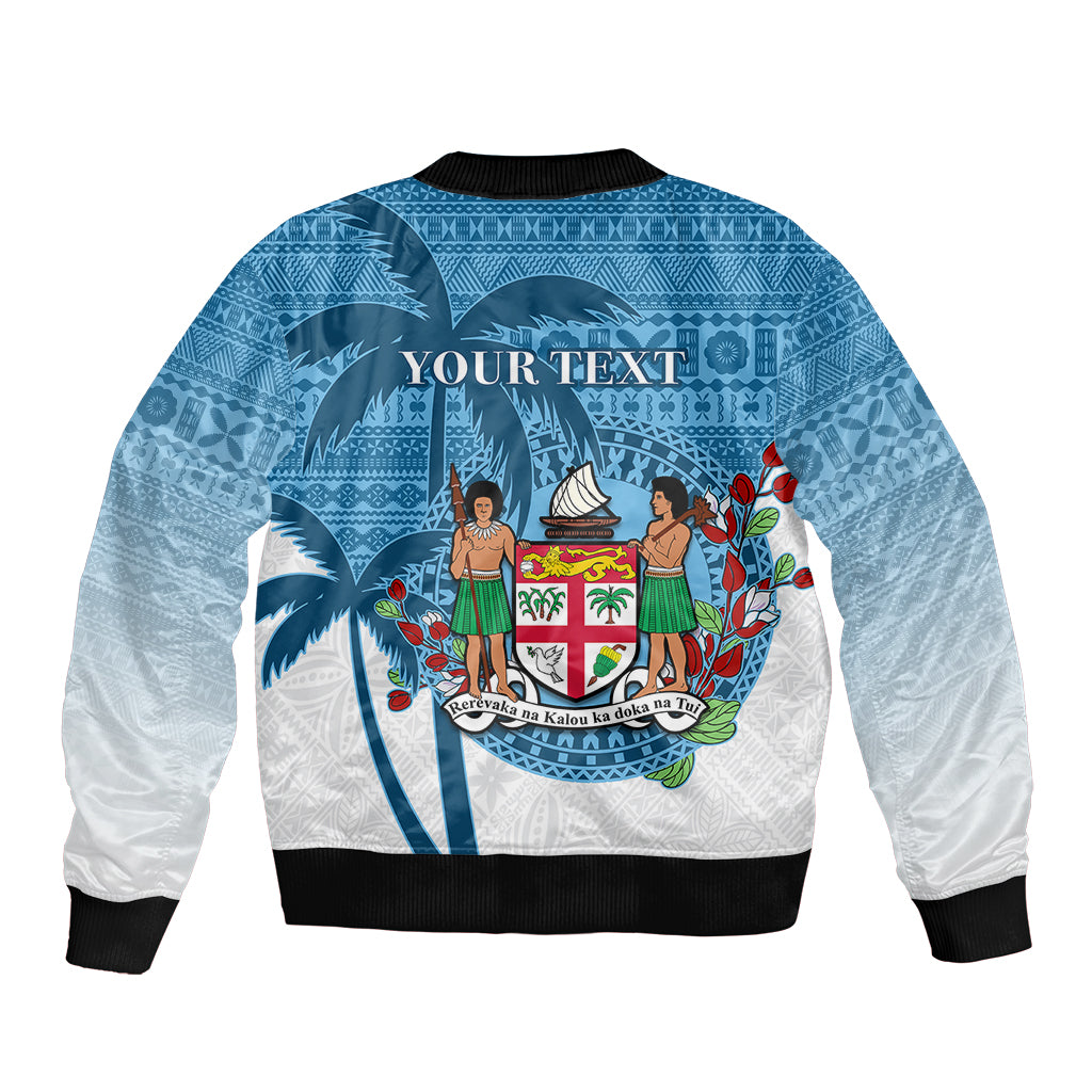 Personalized Fiji Sleeve Zip Bomber Jacket Coat Of Arms Tagimoucia With Fijian Tapa Pattern LT05 - Polynesian Pride