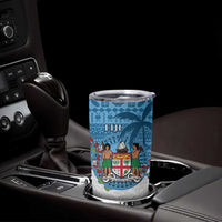 Personalised Fiji Tumbler Cup Coat Of Arms Tagimoucia With Fijian Tapa Pattern