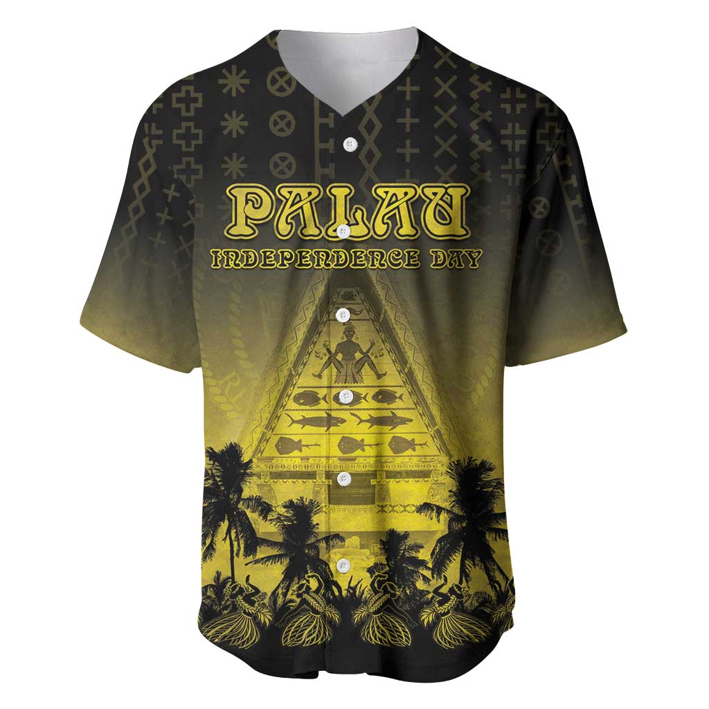 Personalised Palau Independence Day Baseball Jersey Palauan Tattoo Pattern - Polynesian Pride