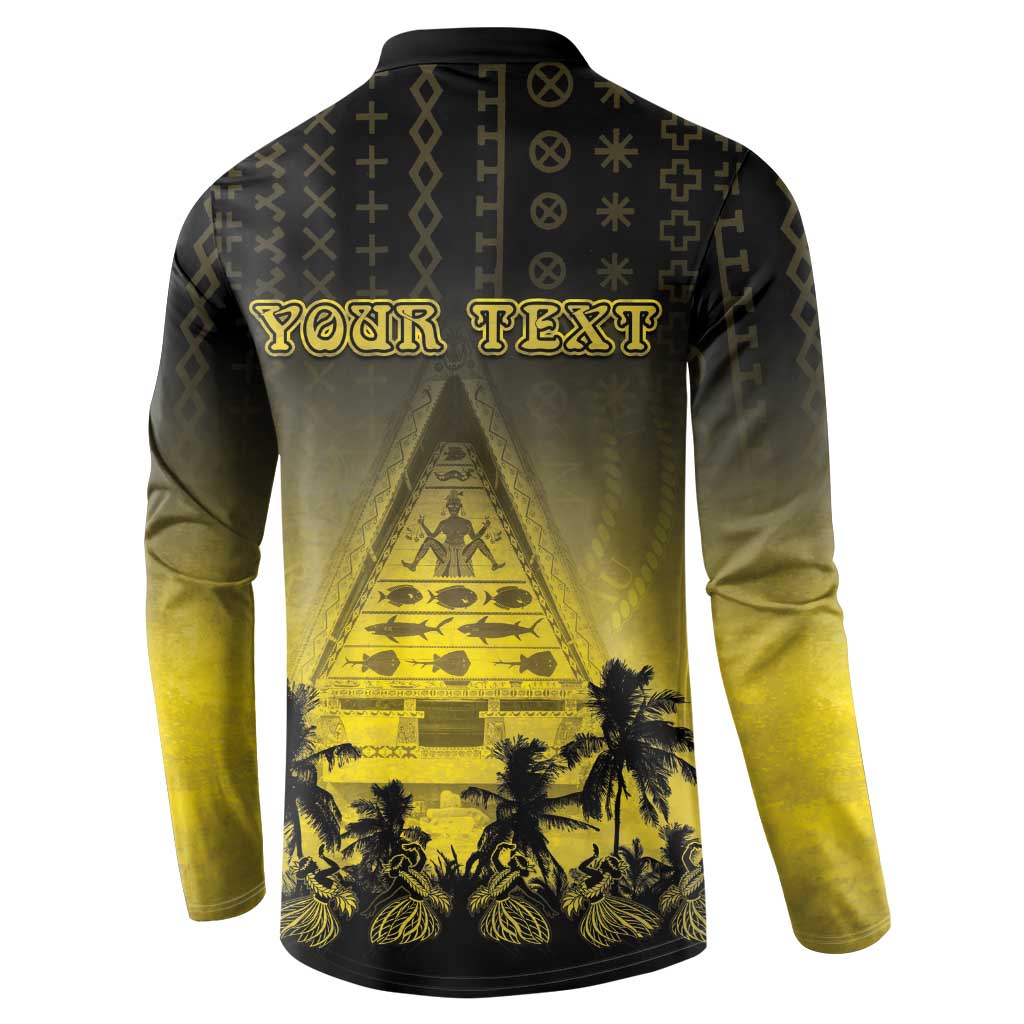 Personalised Palau Independence Day Button Sweatshirt Palauan Tattoo Pattern - Polynesian Pride