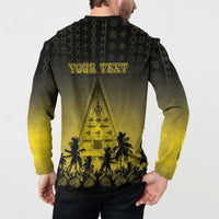 Personalised Palau Independence Day Button Sweatshirt Palauan Tattoo Pattern - Polynesian Pride