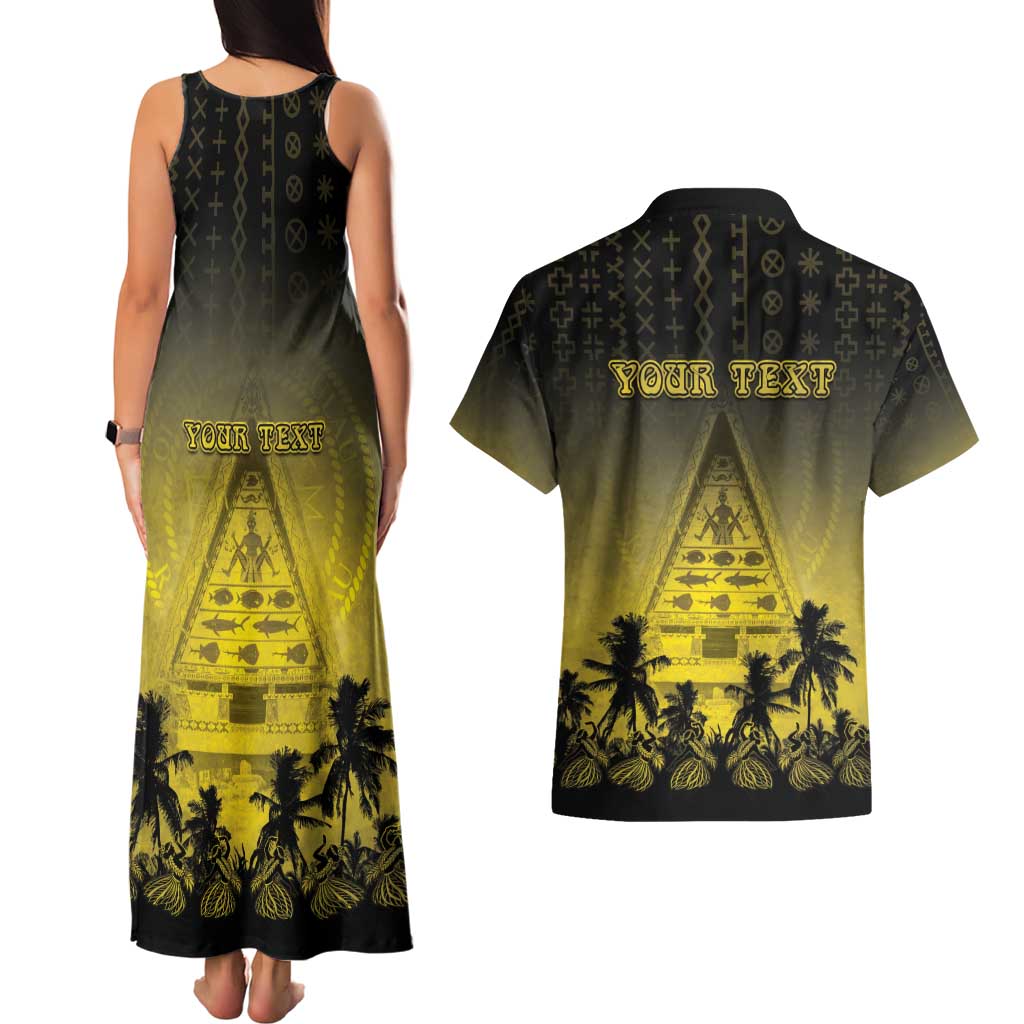 Personalised Palau Independence Day Couples Matching Tank Maxi Dress and Hawaiian Shirt Palauan Tattoo Pattern - Polynesian Pride