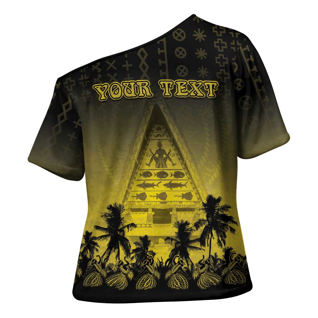 Personalised Palau Independence Day Cross Shoulder Shirt Palauan Tattoo Pattern - Polynesian Pride
