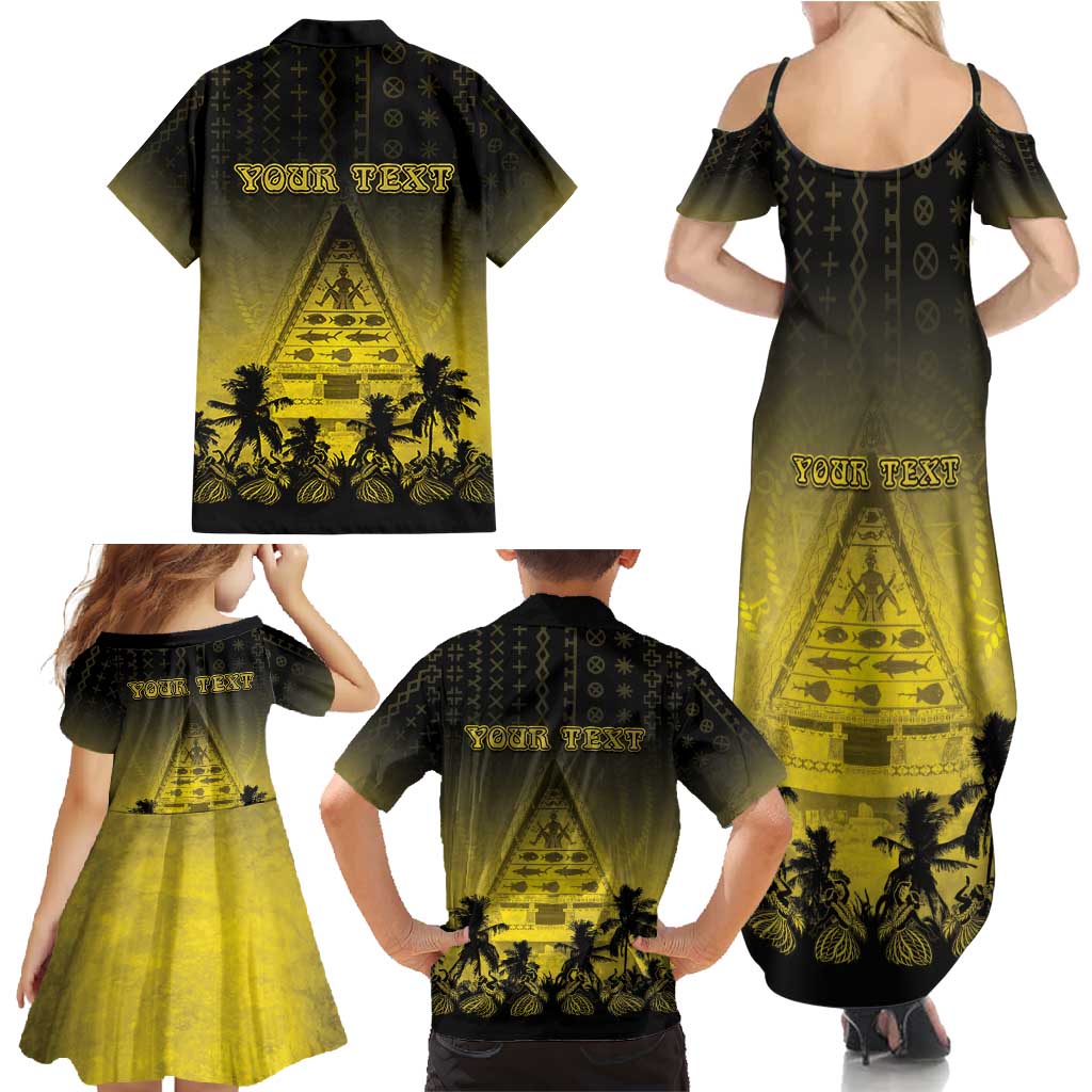 Personalised Palau Independence Day Family Matching Summer Maxi Dress and Hawaiian Shirt Palauan Tattoo Pattern - Polynesian Pride