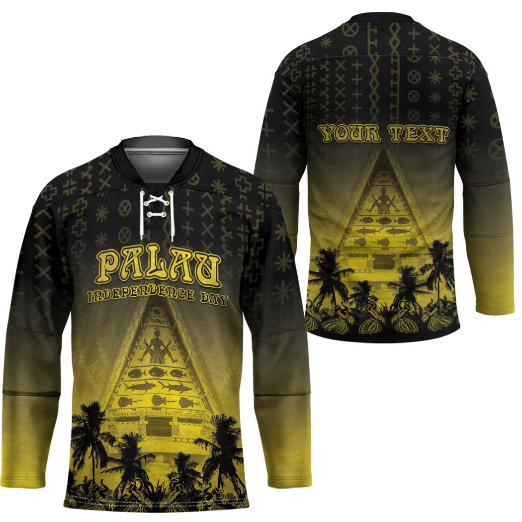 Personalised Palau Independence Day Hockey Jersey Palauan Tattoo Pattern - Polynesian Pride